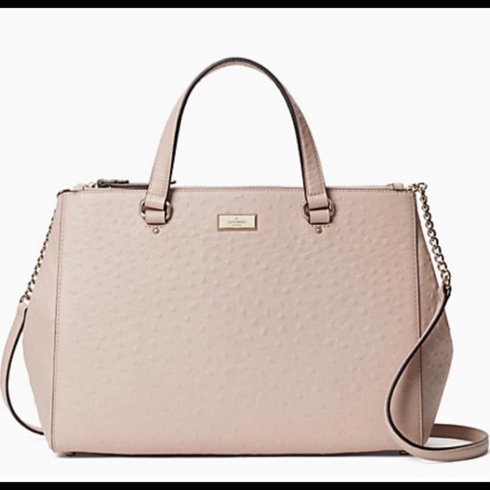 Kate Spade Bristol Drive Loden Ostrich Leather Satchel - Warm Vellum Pink